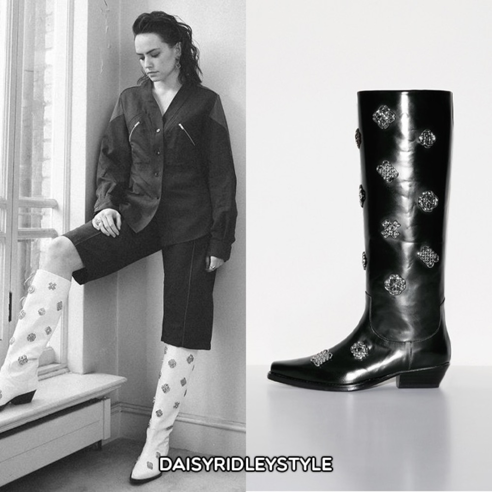 Toga Pulla embellished black western cowboy high leather boots - Picture 8 of 8